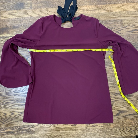 Halogen Plum Blouse with Bow and Bell Sleeve - Picture 7 of 7